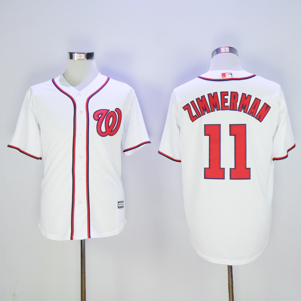 Men Washington Nationals 11 Zimmerman White MLB Jerseys